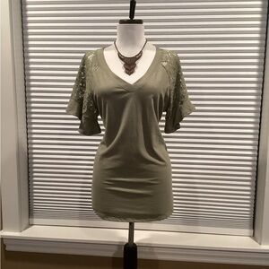 Notations Sage Green V-Neck Top